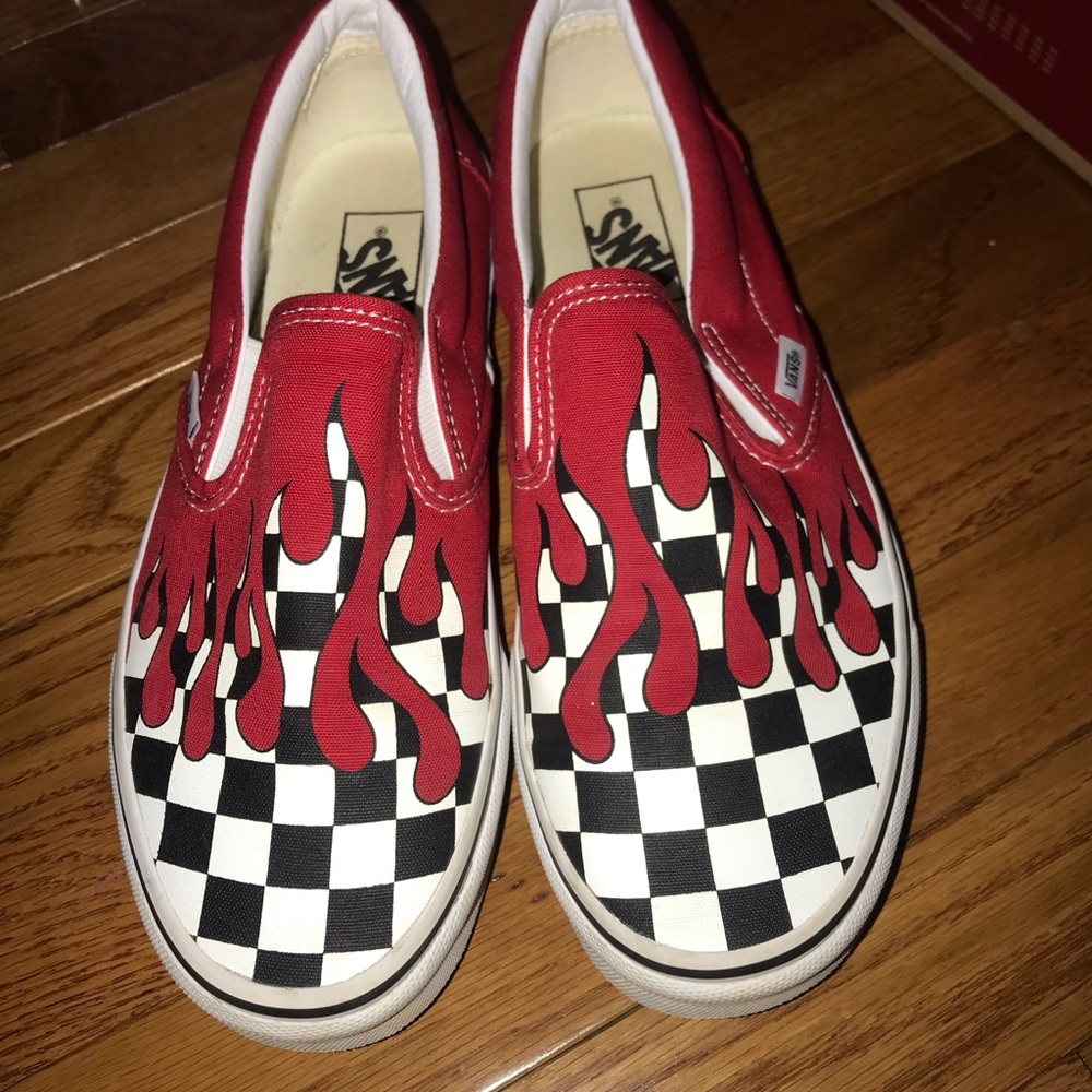 Checker flames vans